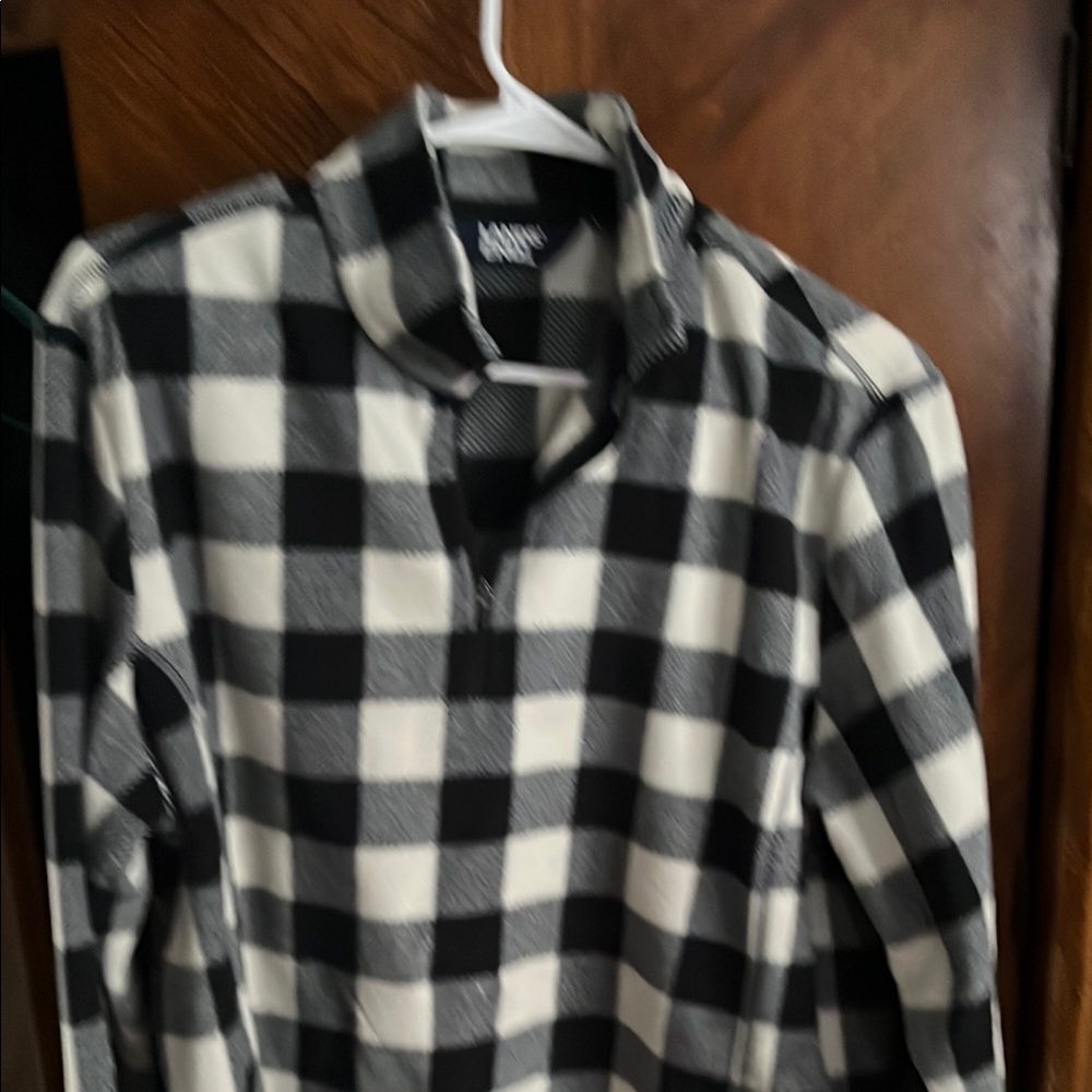 Lands' End Black and White Checkered Sweatshirt